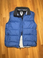 Vintage GAP Down Puffer Vest Sz S Blue, Sherpa Collar, 60 Down 40 Feather Fill