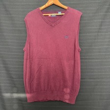 Chaps mens sleeveless knit sweater vest burgundy w/ embroidered logo size Medium