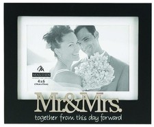 International Designs Wedding Mr. and Mrs. Expression Picture Frame, 4x6, Black