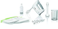 Bosch Handmixer MFQ364V0 450W Weiß 5 Stufen Turbo Vakuum-Set Edelstahl