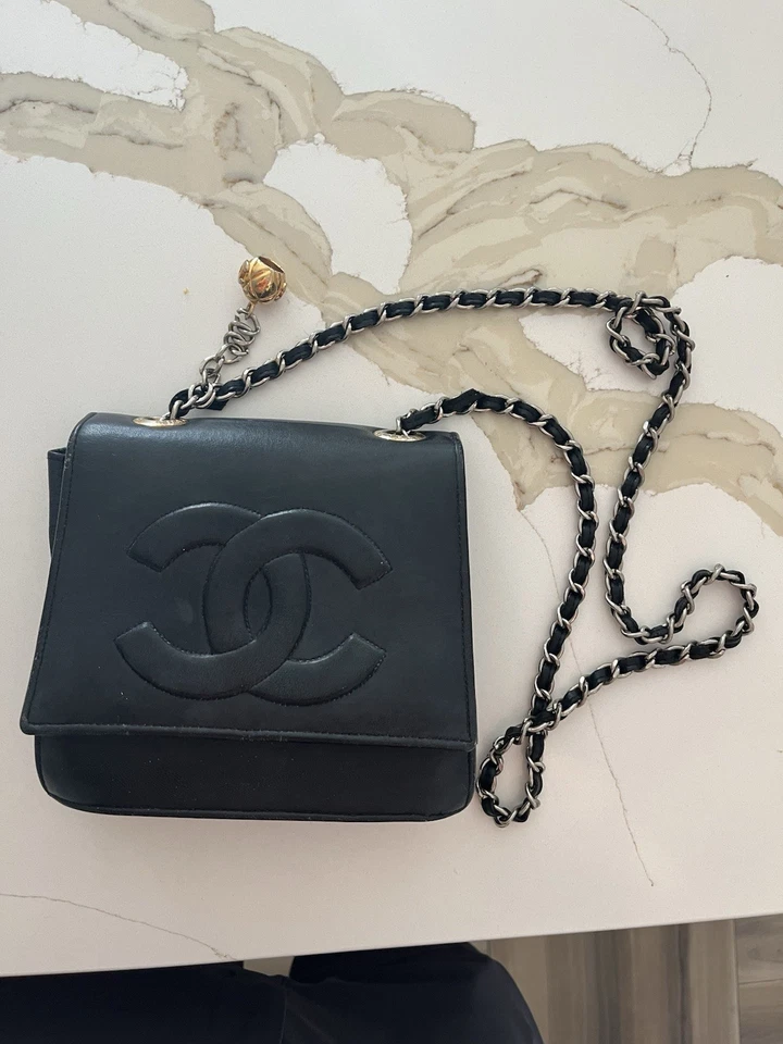 Vintage Authentic Used Black Lambskin Chanel - Image 3 of 4