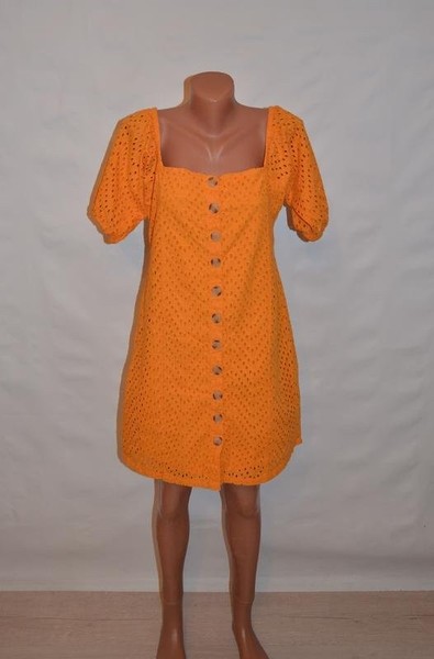 Women Cotton Express Dress Orange Cotton 38 / M /