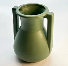 Teco Pottery Two Handle Vase in Green NICE