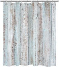 Vintage Wood Barn Shower Curtain for Bathroom Old Teal and Grey Vertical Wooden