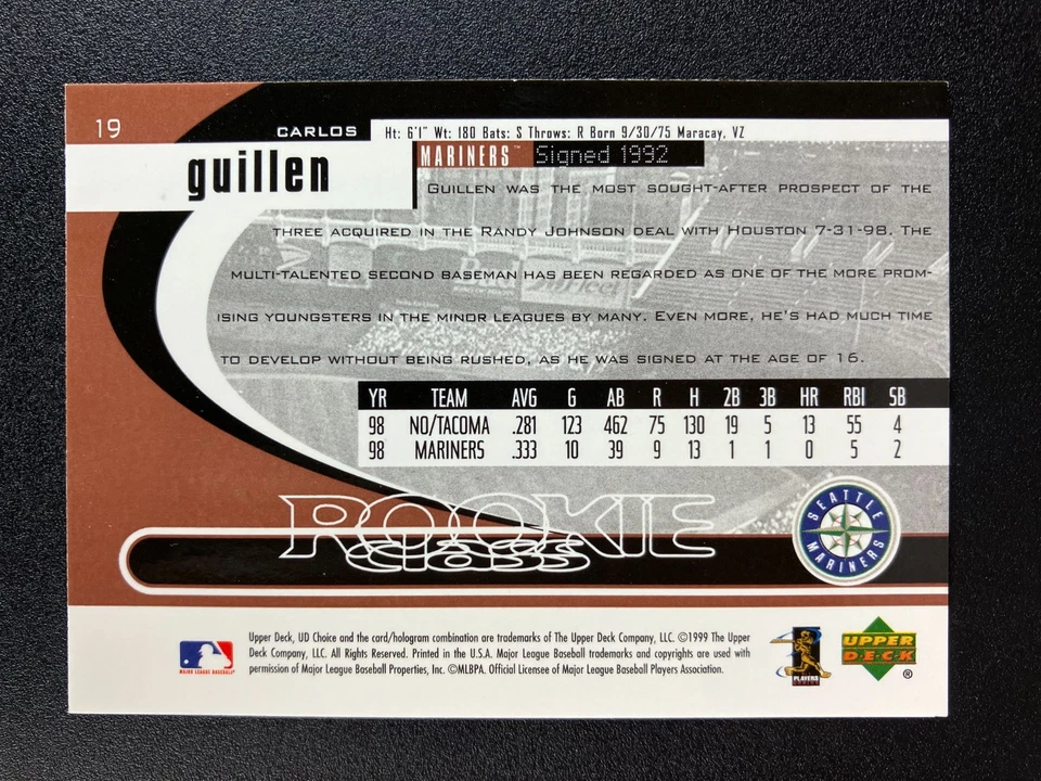 Carlos Guillen 1999 UD Choice Rookie M's In Person IP TTM Signed Auto Autograph - Image 2 of 2