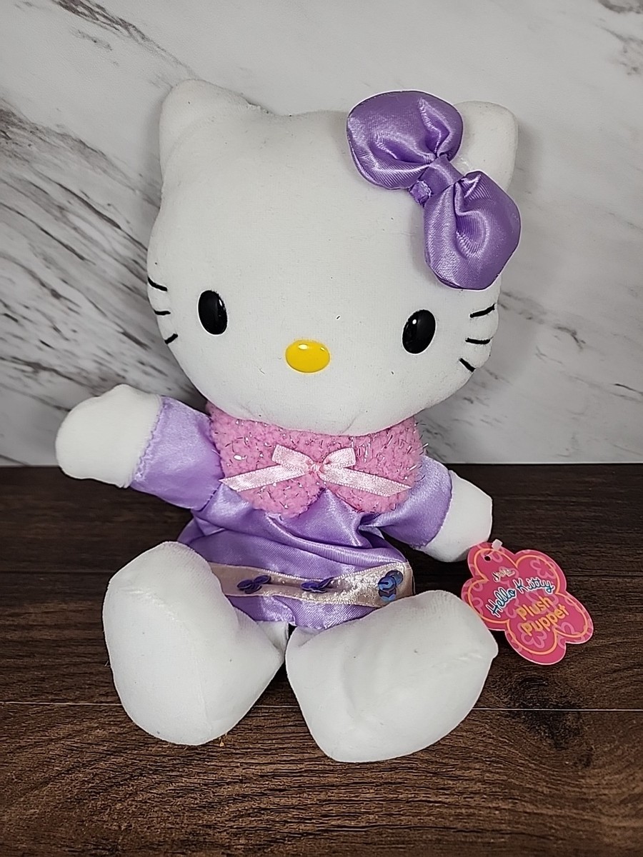 ☆LOOK☆ ~Hello Kitty 😺 Plush Puppet Purple Cute Vintage - Sanrio