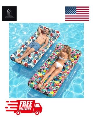 2 Pack Pool Floats Adult, Oversized Inflatable Pool Float Loungers for Adults wi