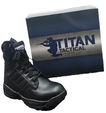 Black Patrol Leather Combat Boots Army Tactical Cadet Security Military