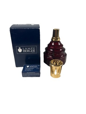Lampe Berger Fragrance Oil Lamp Paris Red Glass Rounded Top Gold w/Funnel
