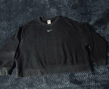 Nike Sweatshirt Womens 2X Black Center Swoosh Oversized Cropped Boxy