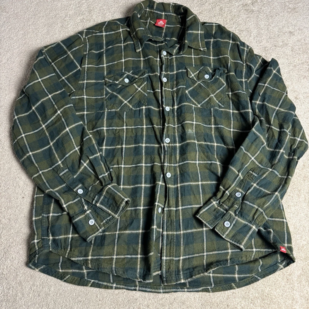 Chemise Flanelle EMS Eastern Mountain Sports Homme XL - Plaid Rouge Vert Jaune