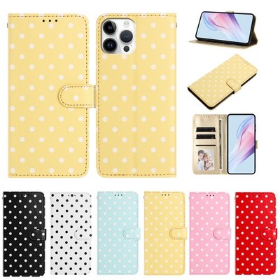 Dot Leather Wallet Phone Case For Honor 600 400 50 300 200 90 X8 X7 Magic 7 8