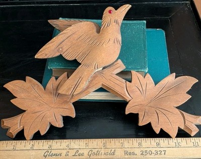 Vtg Hand Carved Wood Bird Black Forest Style Cuckoo Clock Part Rustic Germany