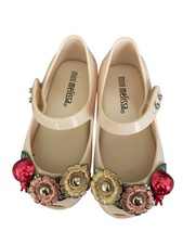 Mini Melissa UltraGirl Ivory w/ Metallic Flowers Ladybug Girl's Mary Jane Shoe