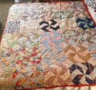 Vintage Handmade Hand Stitched Pinwheel Full Size Quilt Approximately 80"x62"