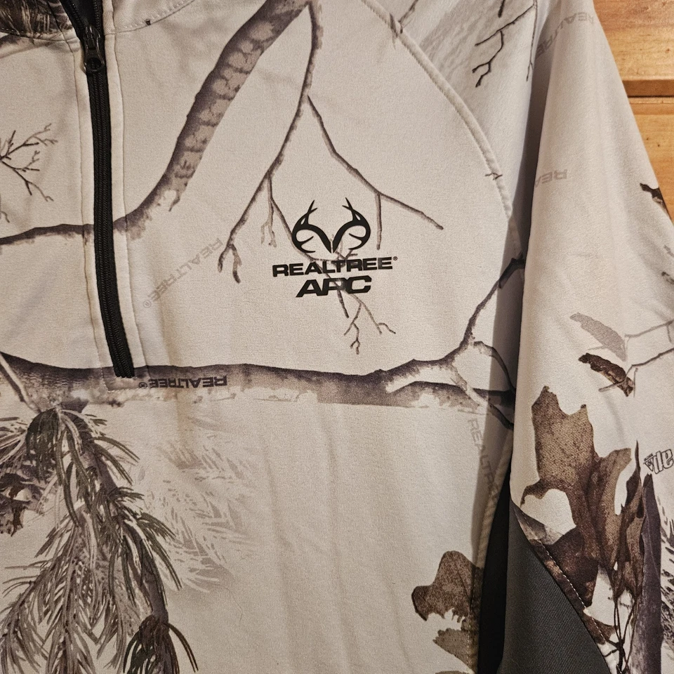 Realtree Jacket Snow Camo XL Women APC 1/4 Zip Mock Neck Pullover Hunting Woods - Image 3 of 4