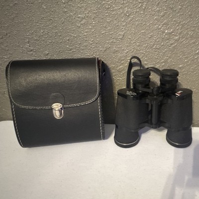 TRAQ 7x50 Binoculars Model 3003 Coated Optics Black with Lens Cover & Case