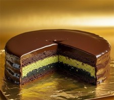 Dubai cake chocolate bar rich chocolate, a creamy pistachio filling, and cr