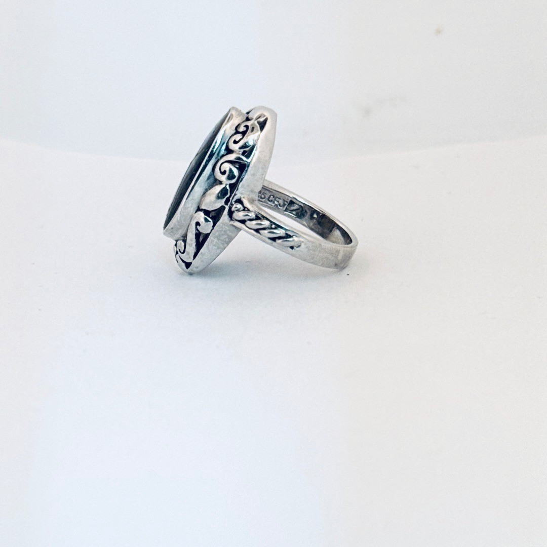 Vintage Abalone Shell Ring Size 8 Solid 925 Sterl… - image 5