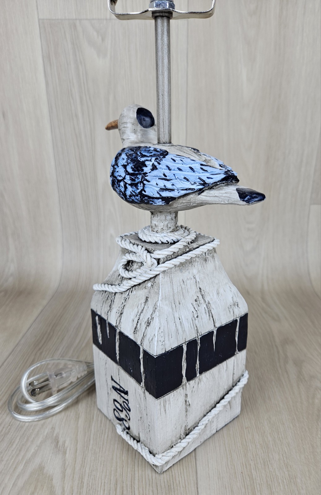 21" Seagull on Post Side Table Lamp Coastal Decor Ocean Sea Nautical Cabin Bird