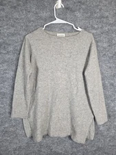 Jacobson's Sweater Womens Medium Gray 100% Cashmere Boat Neck Tunic Side Slits