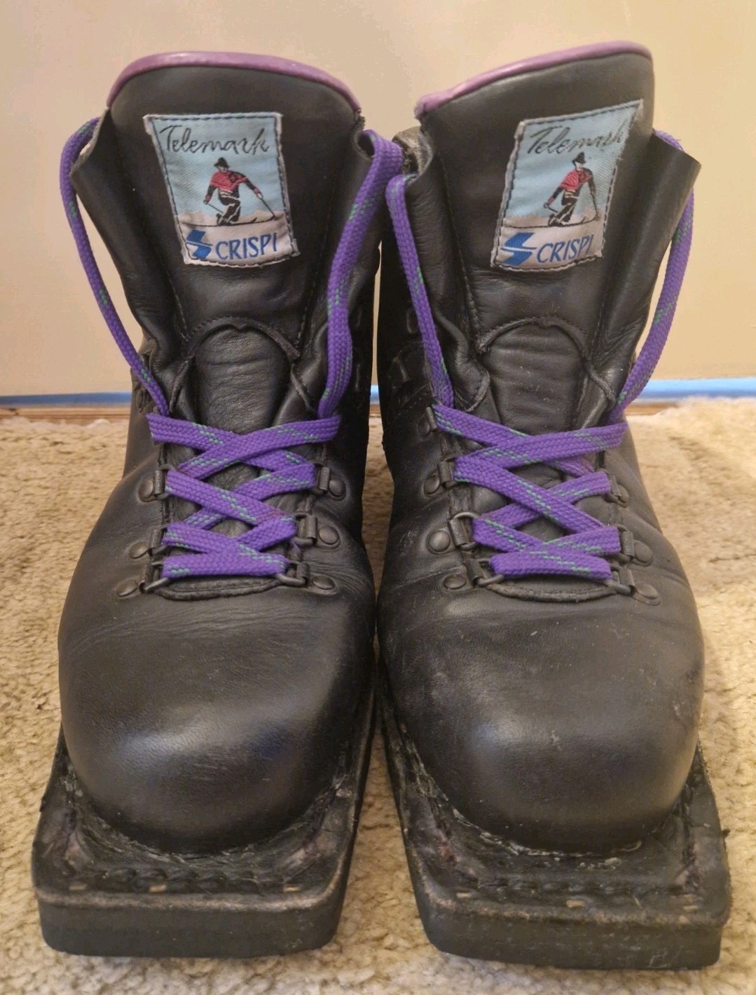 SALOMON Scarponi da sci Crispi Telemark Nordic Norm Cross Alpine con polsini alti taglia UK 8 NN 75 mm