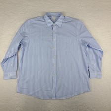 Brooks Brothers Shirt Mens 18 - 34/35 Blue Striped Regular Non Iron Button Up