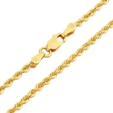 10K Yellow Gold 2.5mm Diamond Cut Rope Chain Link Necklace Mens Womens 20"
