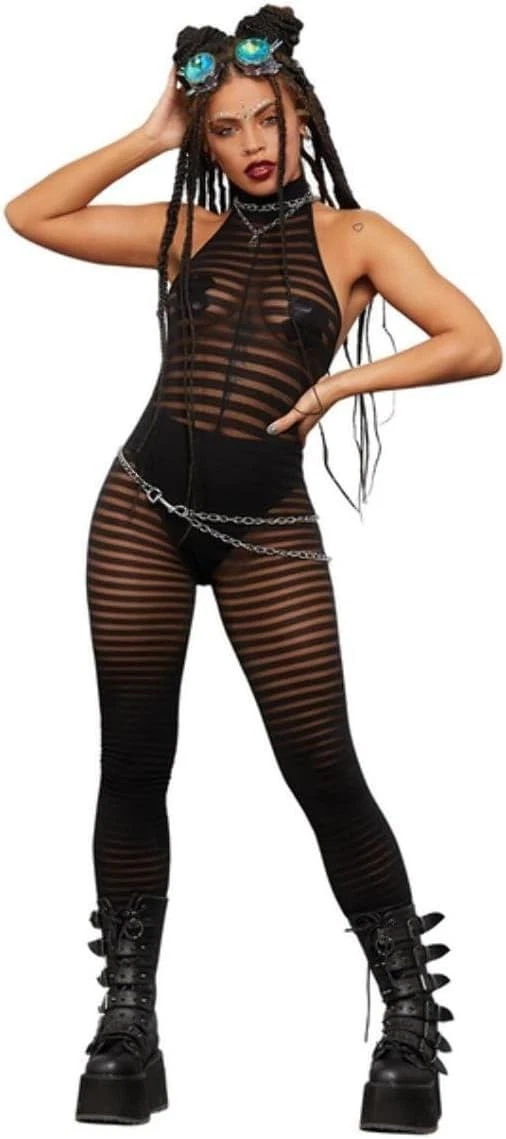 FEVER Smiffys Medias De Disfraz Opacas A Rayas Con Lazos Rojos – Talla Ajustable, 100% Nylon, Lavado A Mano, Para Mujer Y Niña