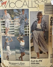 McCalls Sewing Pattern 4348 Misses Shirt Top Pants Shorts Size 12-16 UNCUT