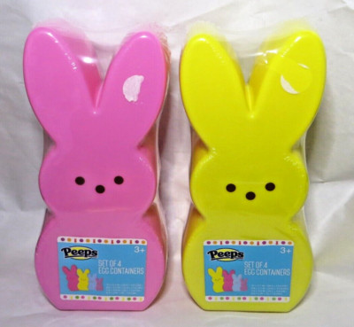 2 SETS - Peeps Bunny Egg Candy Containers Easter Decor - 4 Colors & Sizes/set