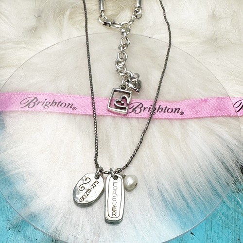 Brighton Forever Friends Freshwater Pearl Charm Silver Plate Necklace