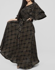 Fashion Nova Black And Gold Maxi Dress NWT