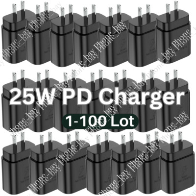 25W Type C USB-C Cable Super Fast Wall PD Charger For Samsung Galaxy S20 S21 Lot