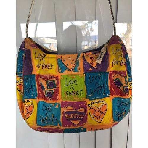 Vintage Sally Huss Canvas Bag Love Mottos