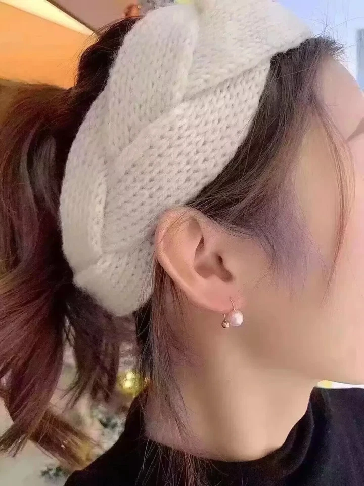 элегантный 7-8 мм Южное море круглый белый жемчуг серьги-гвоздики 18k роскошный подарок - Изображение 3 из 3