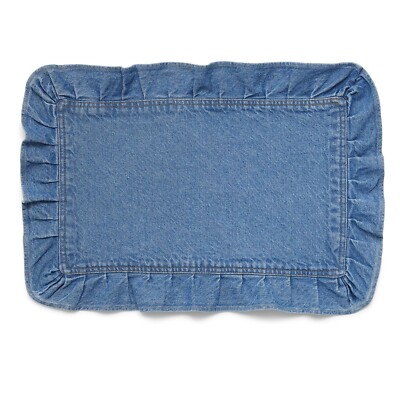Pioneer Woman Ruffle Soft Denim Fabric Placemat 20''x14'' Blue