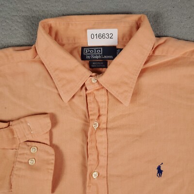 Ralph Lauren Shirt Mens 17.5 Orange Andrew Dress Button Up