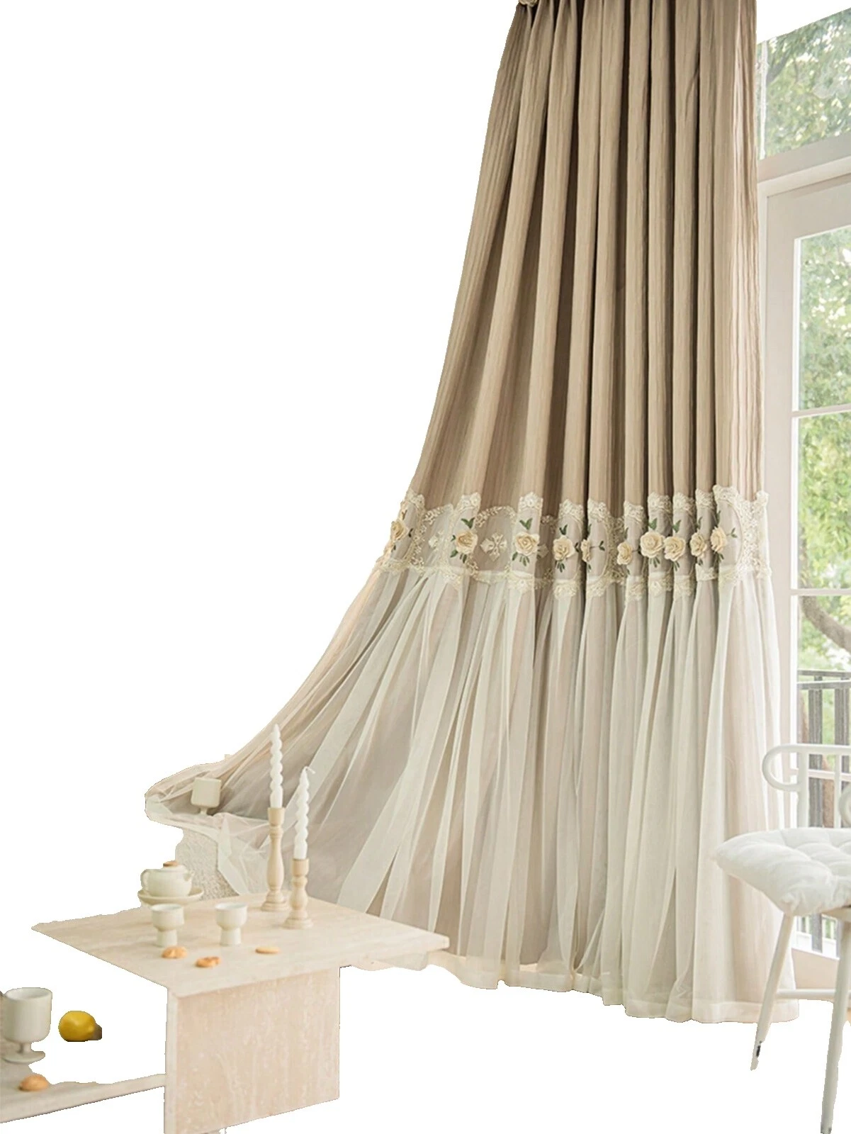 Cortinas de Ventana bordado de encaje