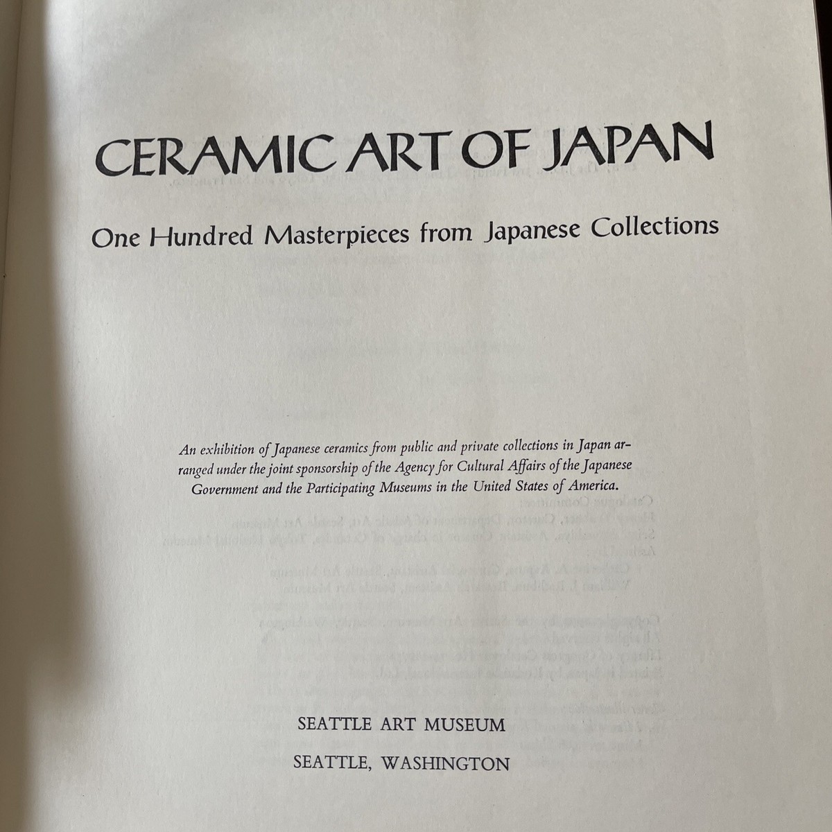 Ceramic Art Of Japan One Hundred Masterpieces From Japanese
