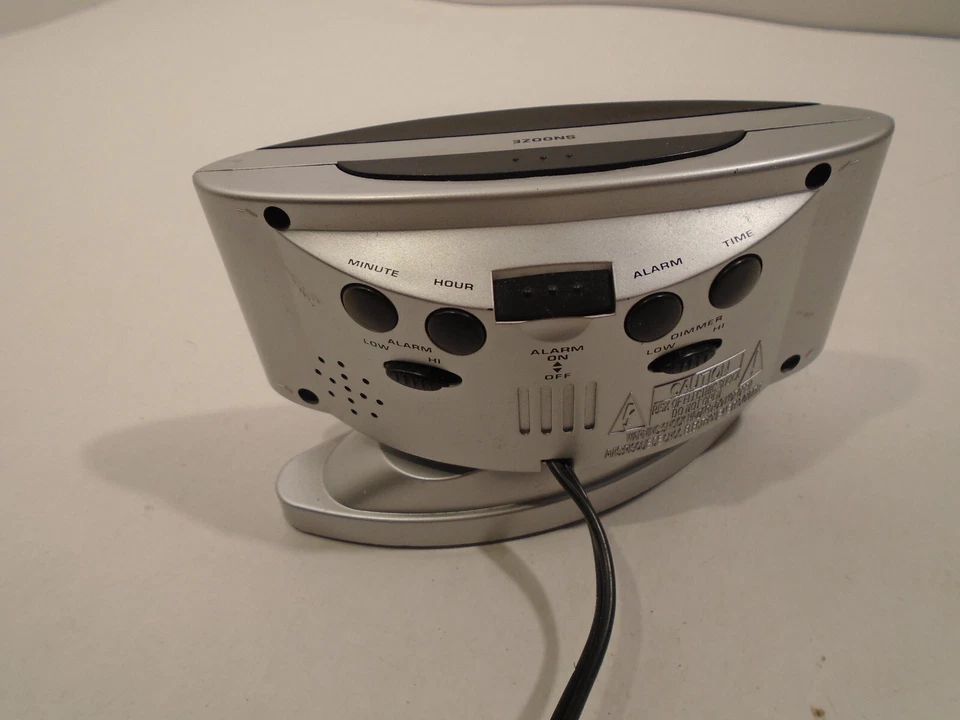 Sharp LED Digital Alarm Clock, Swivel Base, silver Case DisplayTime Alarm Dimmer - Image 2 of 4