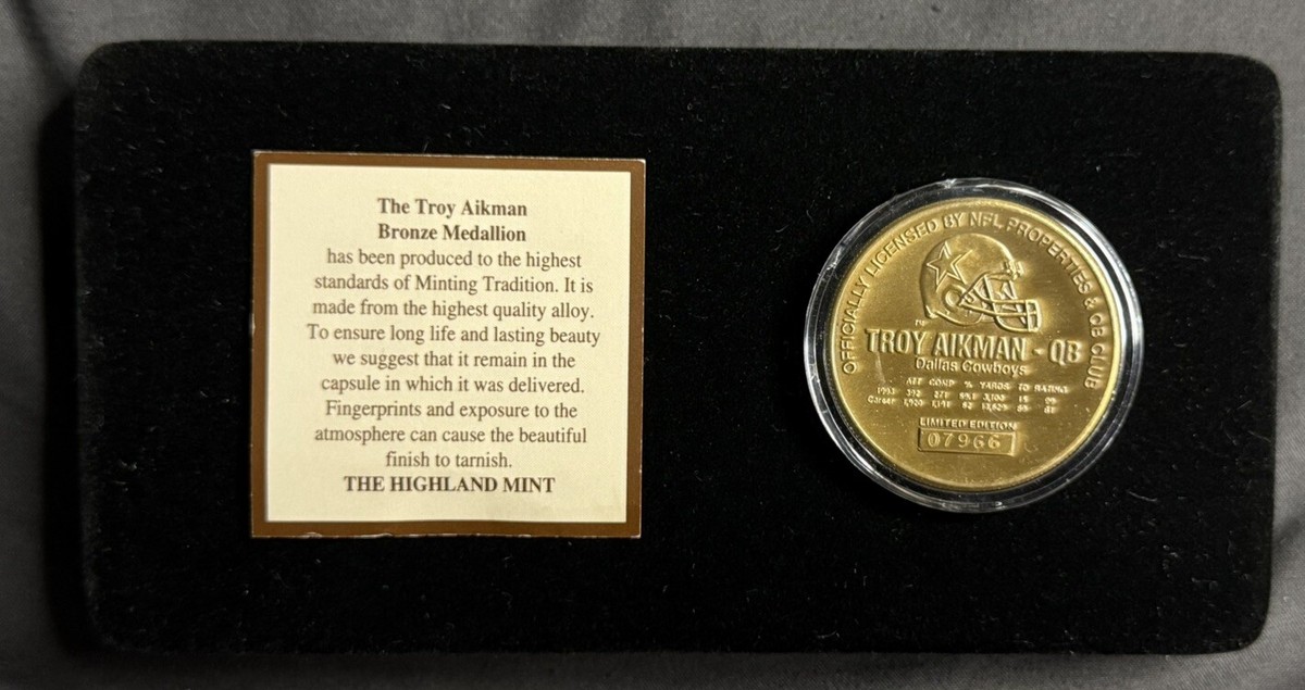 Highland Mint Coin Troy Aikman Bronze 7966/25000 In Case | eBay