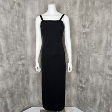 Vintage 90s Windsor Jrs 7 Black Stretchy Bodycon Maxi Prom Square Neck Dress