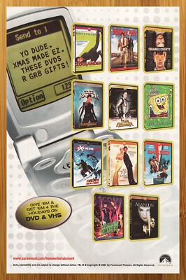 2003 Paramount DVD Movies Print Ad/Poster Tommy Boy Tomb Raider SpongeBob Art