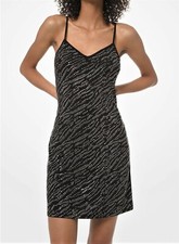 NWT MSRP 250 - MICHAEL KORS Zebra Studded Matte Jersey Dress, Black, Size XL