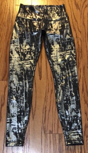 EUC Lululemon Größe 6 Wonder Under HR enge F Legging 28" silber & schwarz
