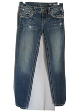 Miss Me 27 Signature Cuffed Skinny Women's 27X29 Actual Distressed Jeans 50