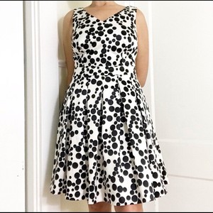 white satin polka dot dress