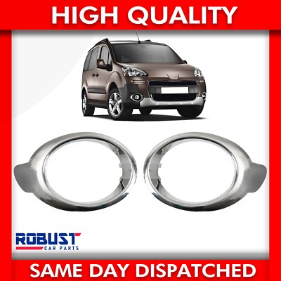 FOG LIGHT GRILLE CHROME RING TRIM FOR CITROEN BERLINGO PEUGEOT PARTNER 2012-2015