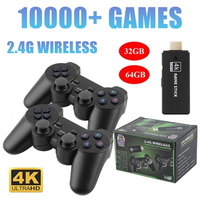 Video Game Console Retro 10000 Games TV Stick 64G 4K HDMI 2 Wireless Controller 